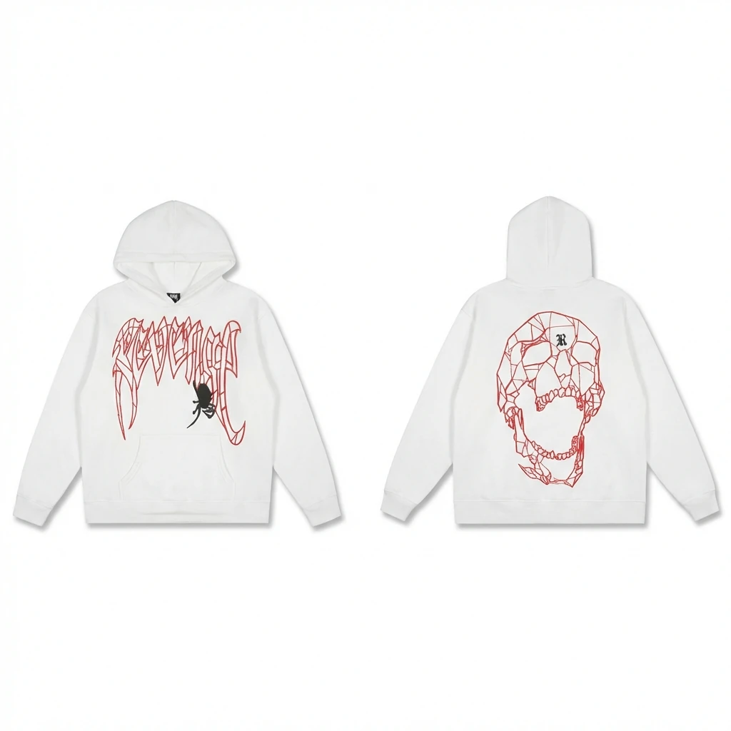Revenge Skeleton Style White Hoodie