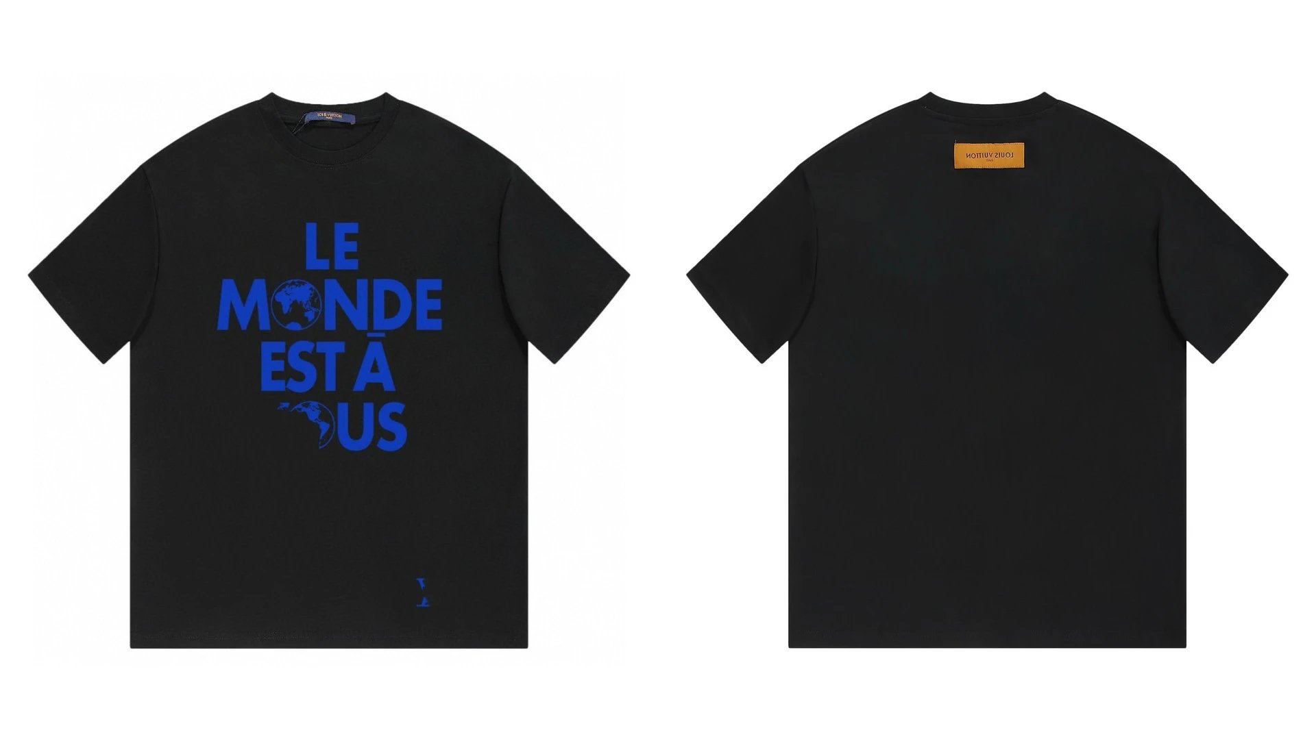 Louis Vuitton Letter Print Cool Trendy Style Black T-shirt
