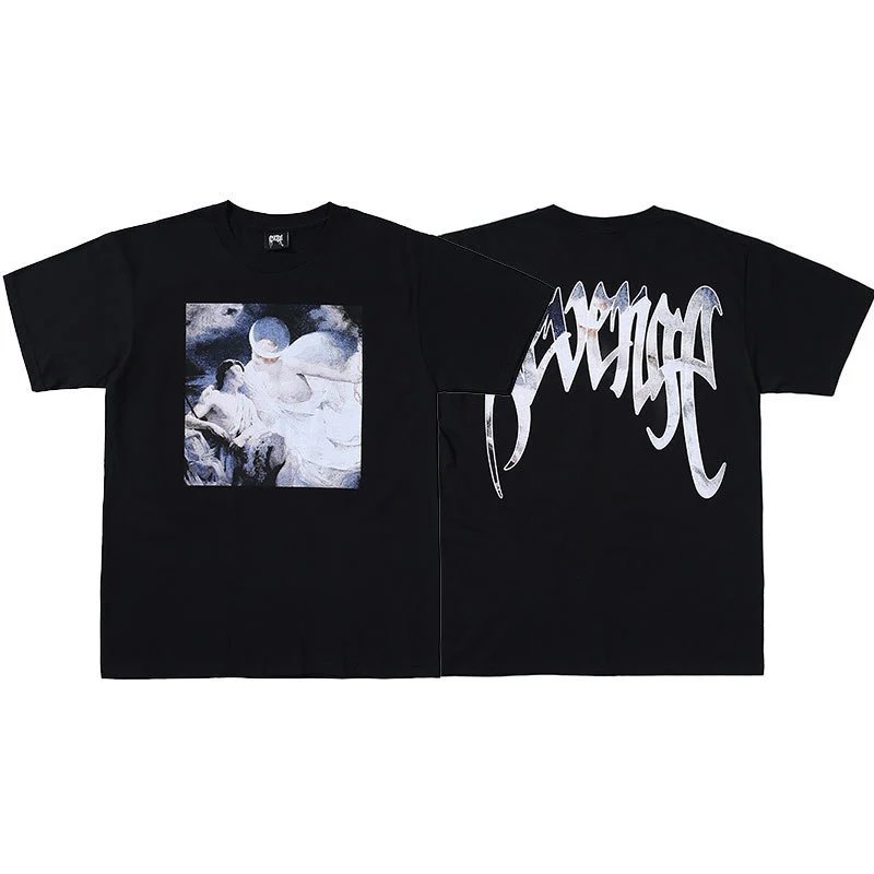 Revenge Black Skull Graphic T-Shirt Casual Layering