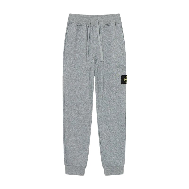 Stone Island Compass Logo Casual Light Grey Cuffed Sweatpants