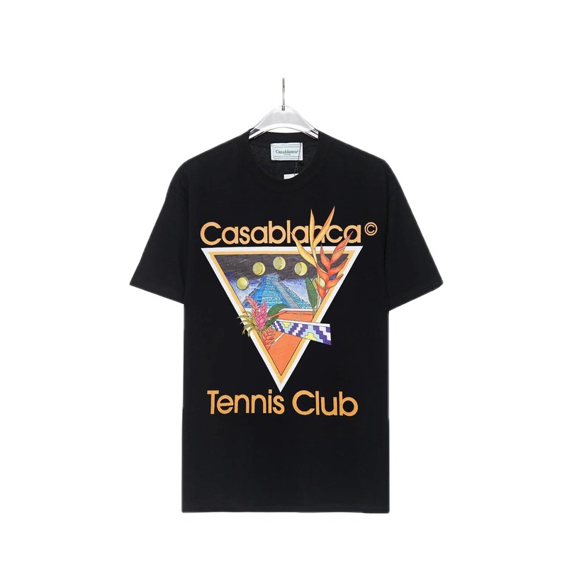 Casablanca Printed Trendy Brand Black T-shirt