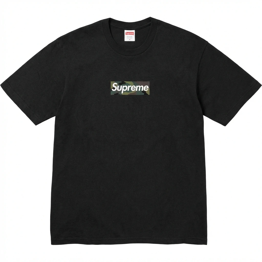 Supreme camouflage style black T-shirt