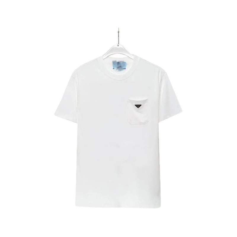 Prada Triangle Logo Minimalist Style White Short-sleeve T-shirt