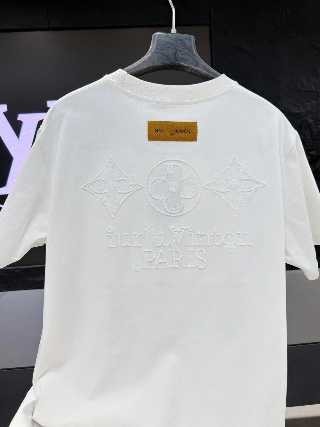 Louis Vuitton Monogram Embroidered Trendy White T-Shirt