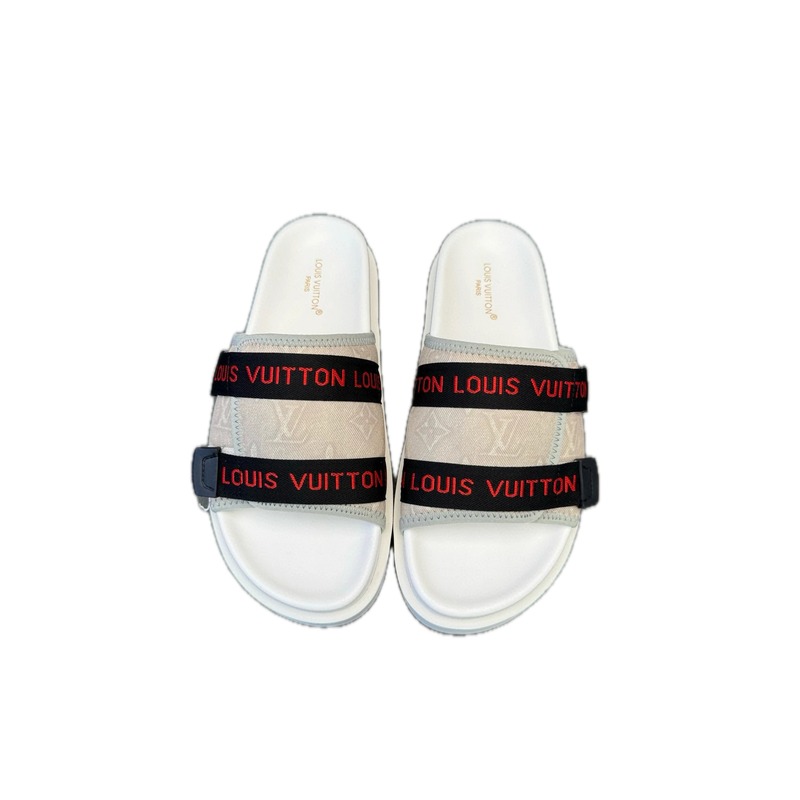 Louis Vuitton Monogram Trendy Casual Off-White Slide Sandals