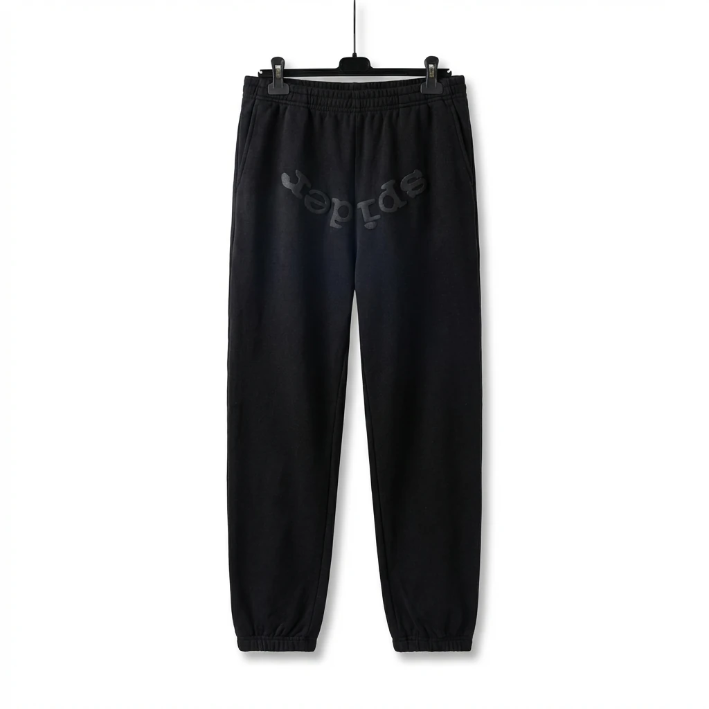 Sp5der Letter Trendy brand Black Sweatpants