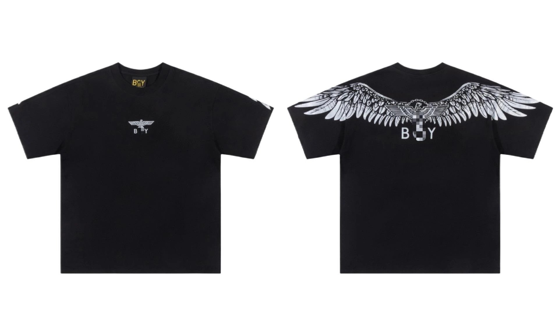BOY Wing Print Street Style Black Short-sleeve T-shirt