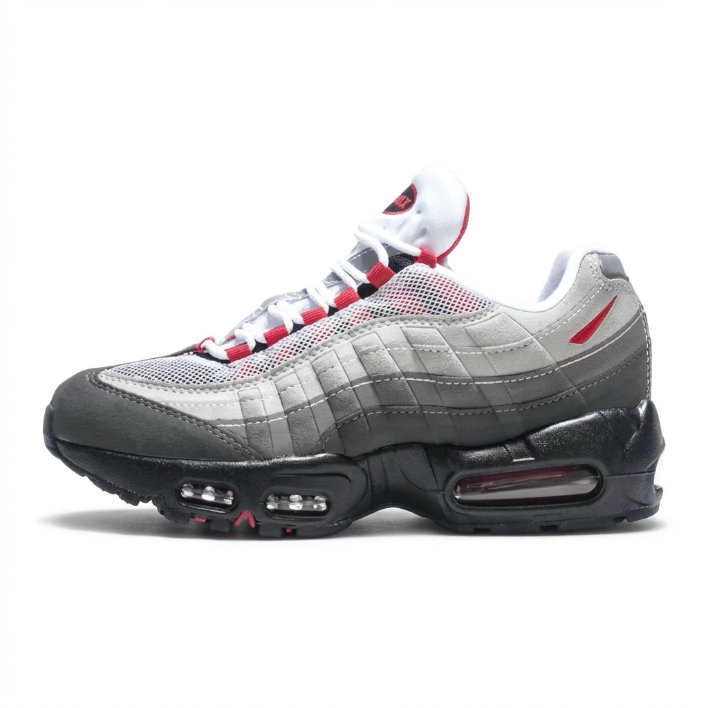 Nike Air Max 95 Grey-Black-Red Trendy Sneakers