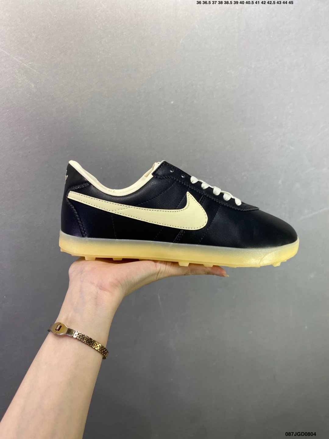 Nike Black and Cream Waffle-Sole Runners with Mixed Panel Finish