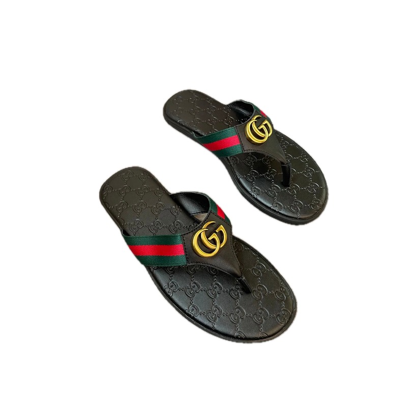 Gucci Double G Classic Retro Black Flip Flops