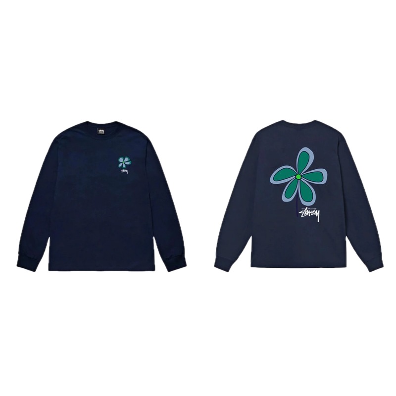 Stussy Floral Series Casual Style Navy Long-Sleeve