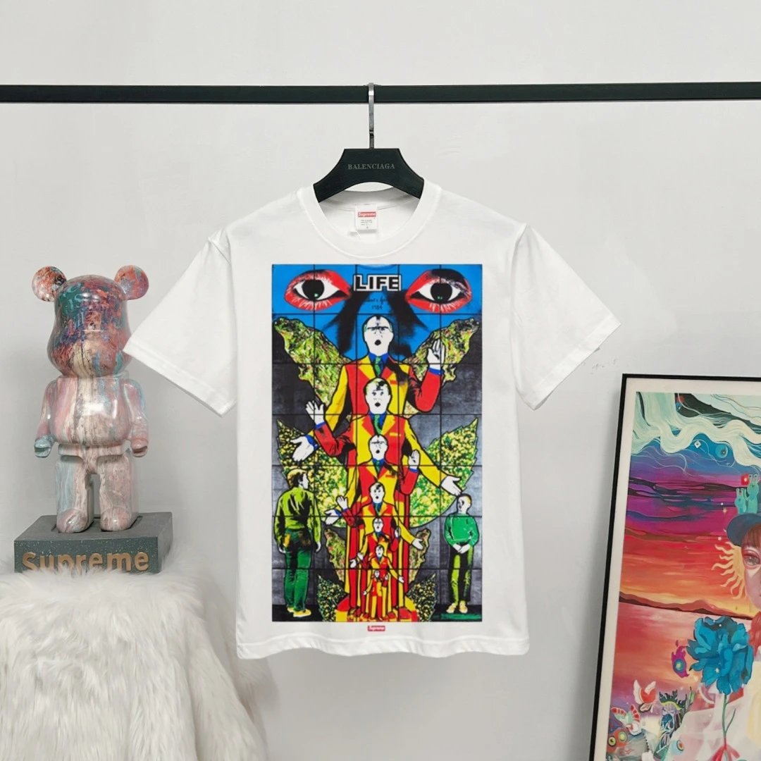 Supreme Art Print Street Style White T-Shirt