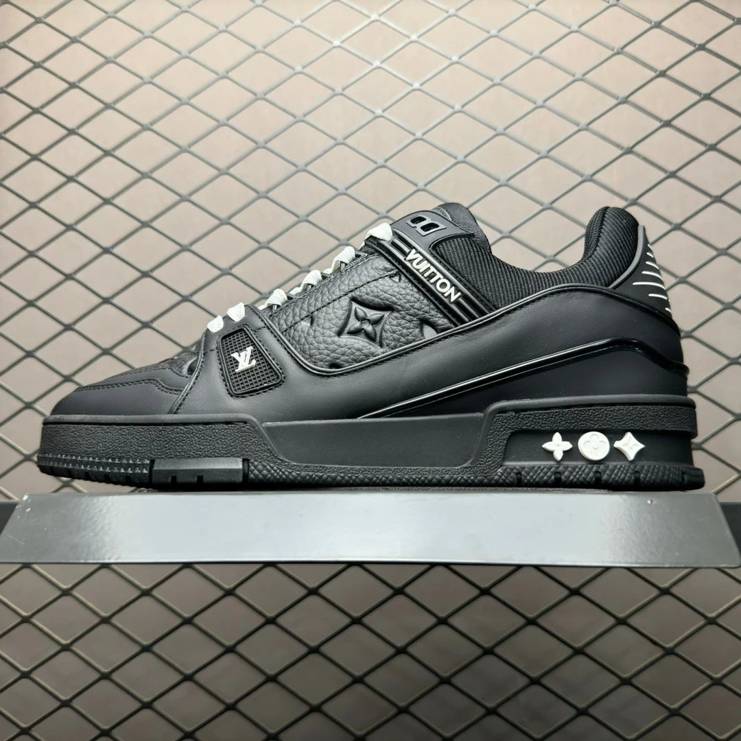 Louis Vuitton Black and Gray Two-Tone Finish Panelled Trainers
