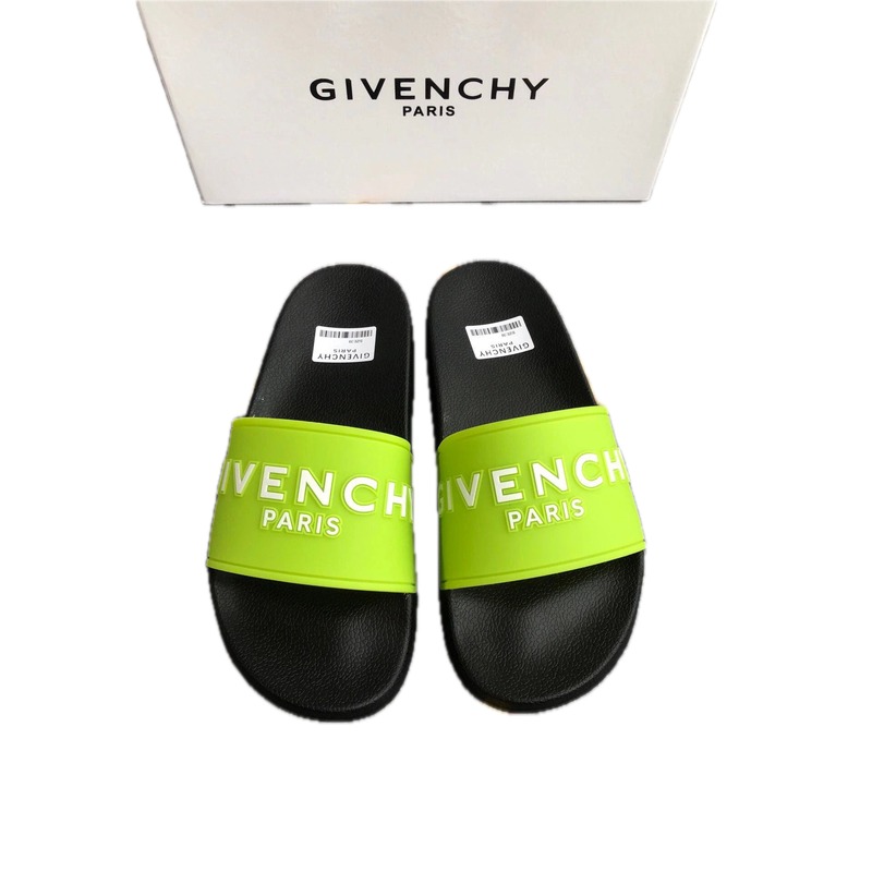 Givenchy Trendy Letter Print Fluorescent Green Slide Slippers