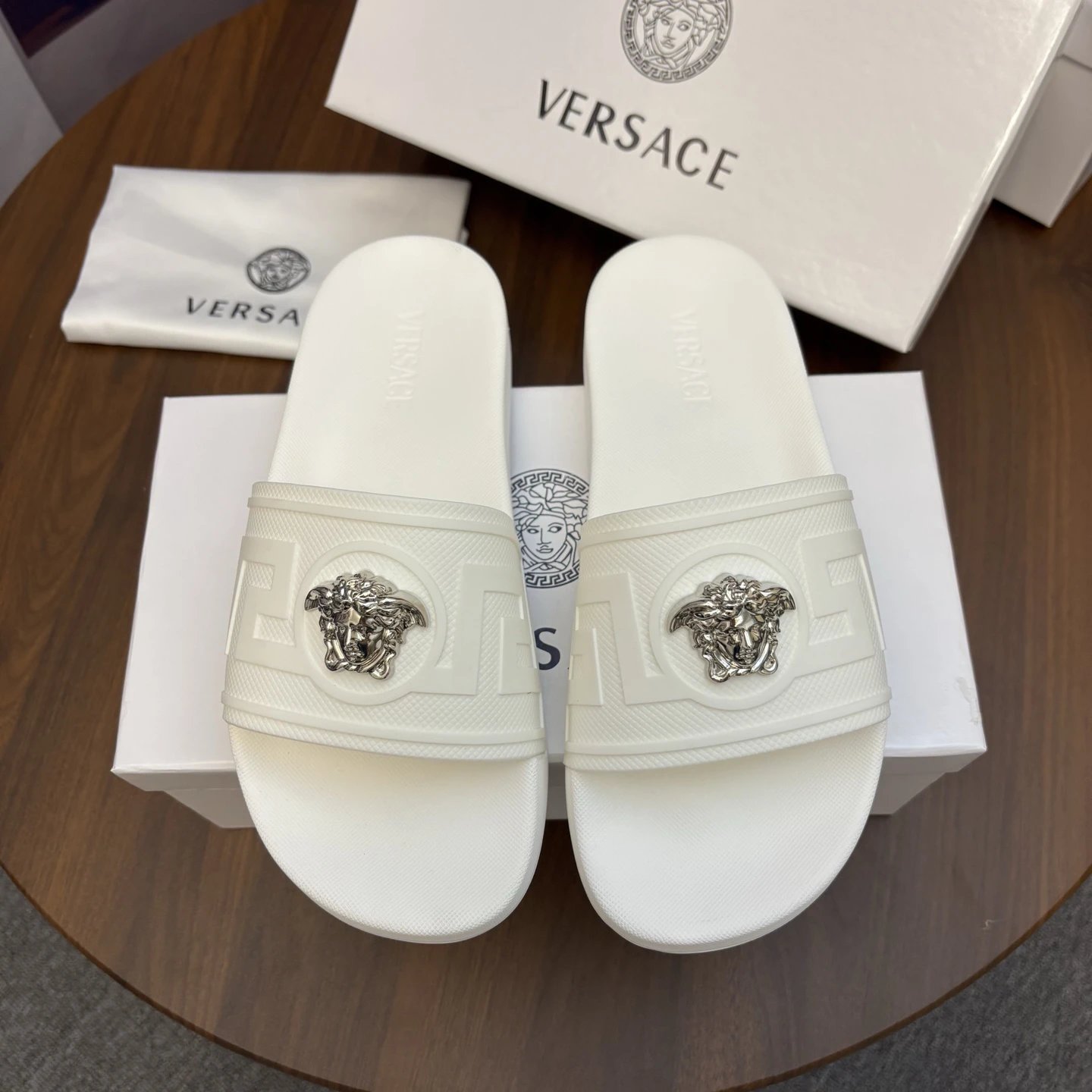 Versace Medusa Luxury Style White Slides