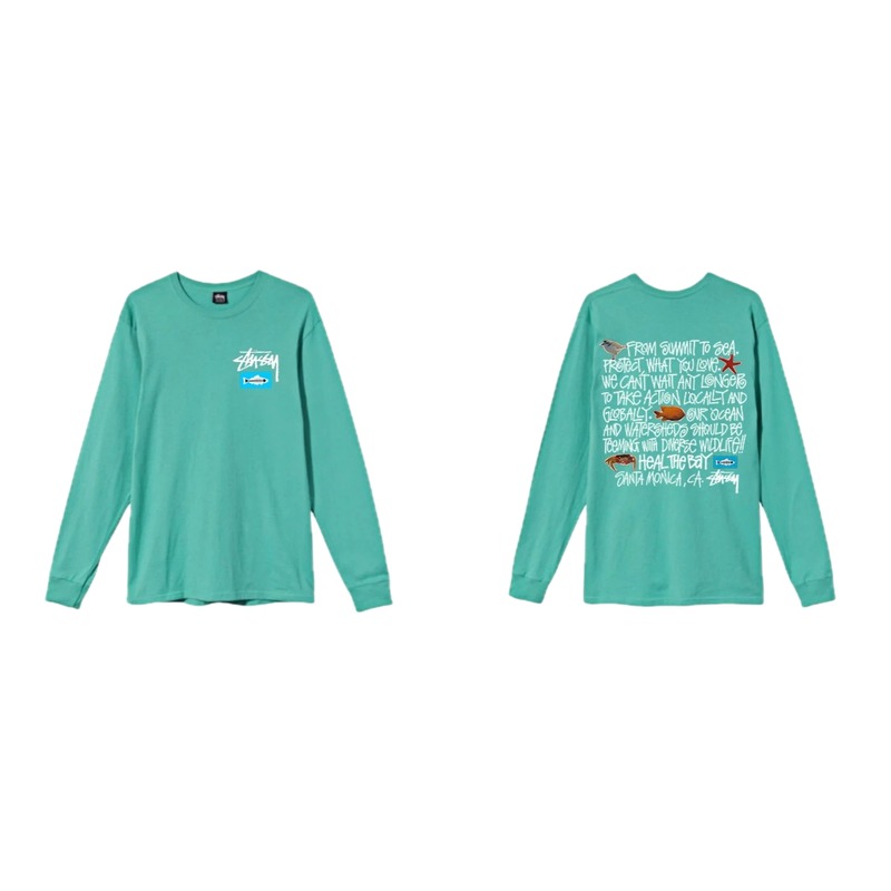 Stussy's eco-friendly mint green long-sleeved shirt