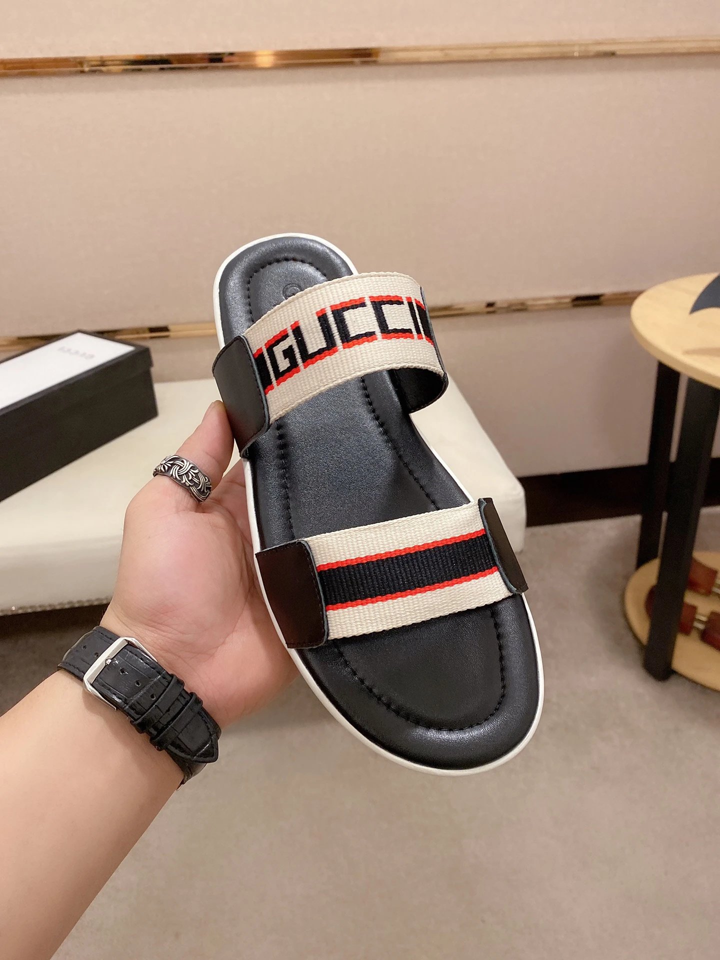 Gucci Classic Web Casual Color-block Slide Sandals