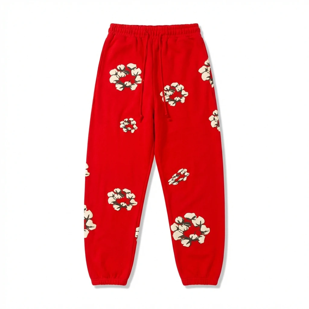 DENIM TEARS Floral Style Red Sweatpants