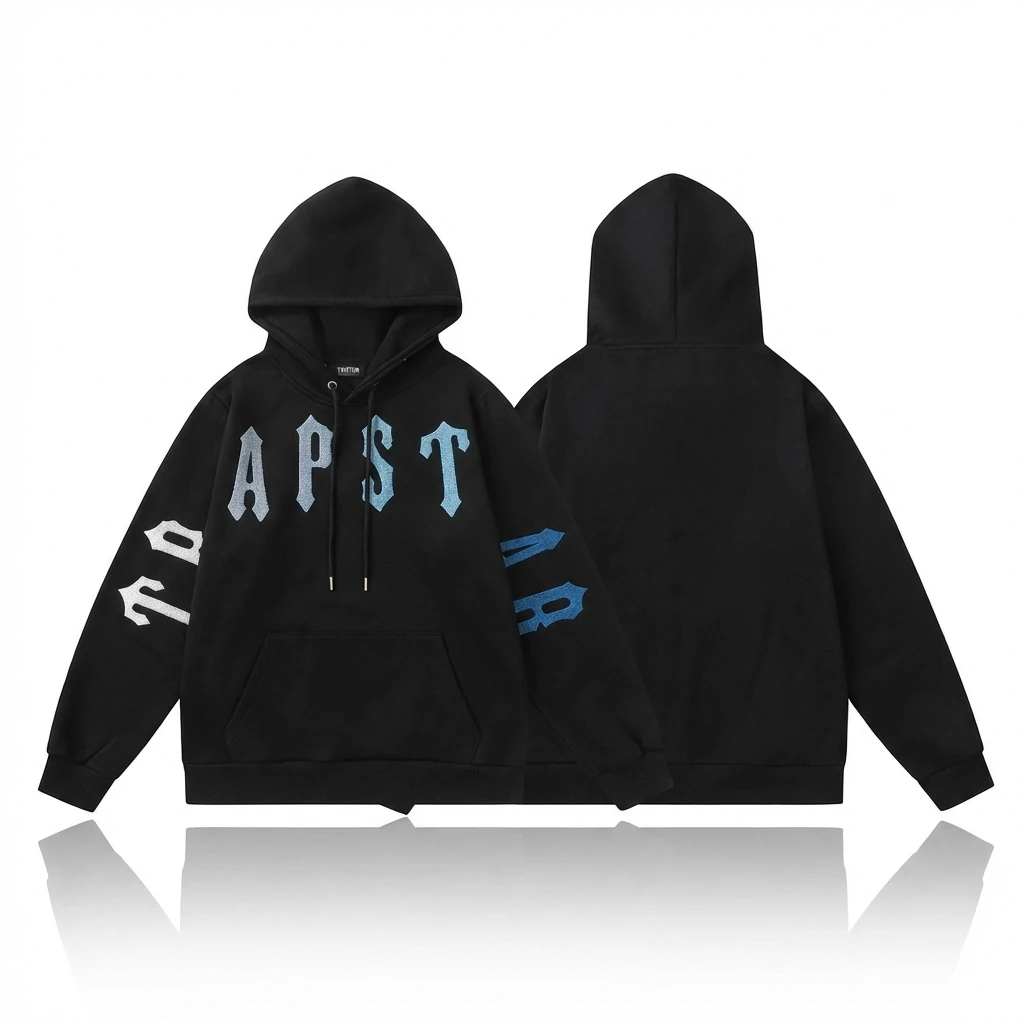 Trapstar Letter Style Black Hoodie