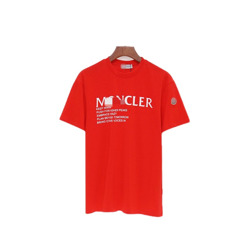 Moncler Letter Print Casual Style Red T-Shirt