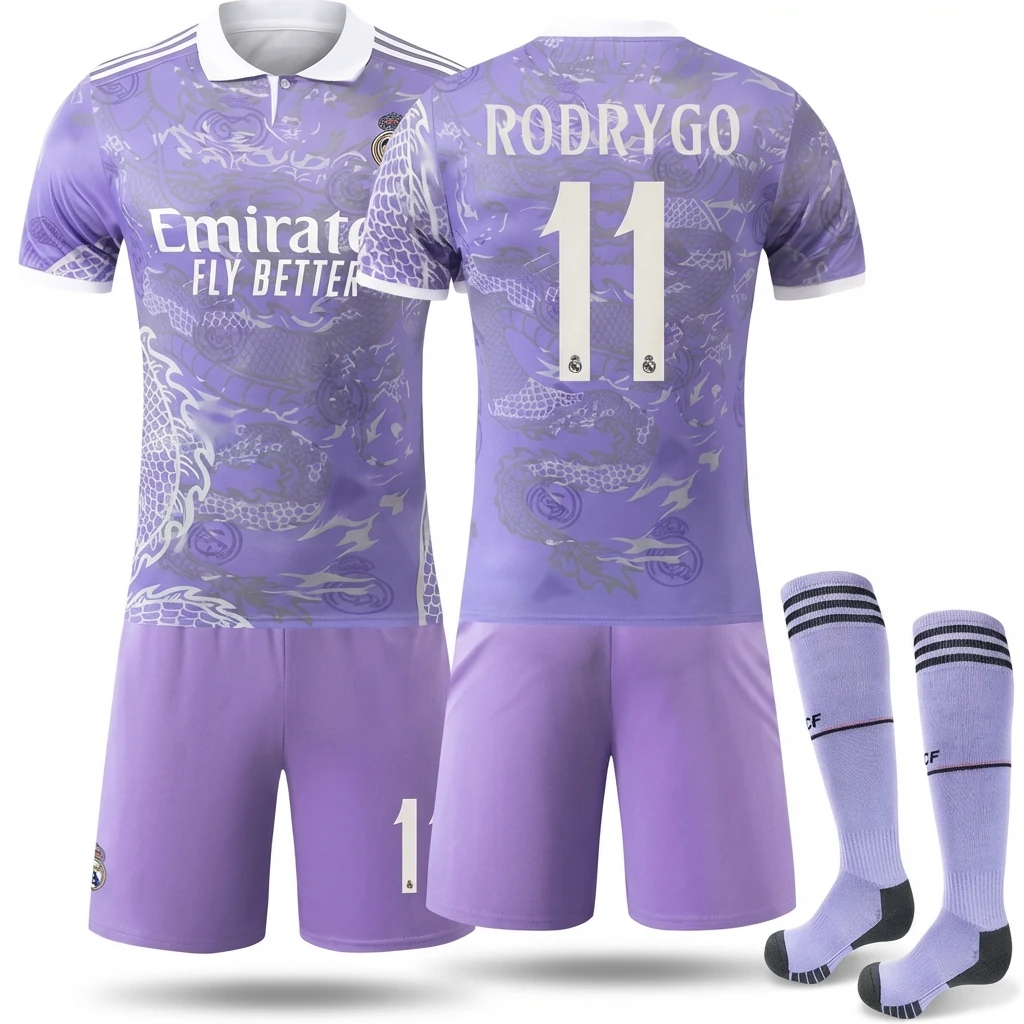 Real Madrid Dragon Pattern Trend Brand Purple Jersey