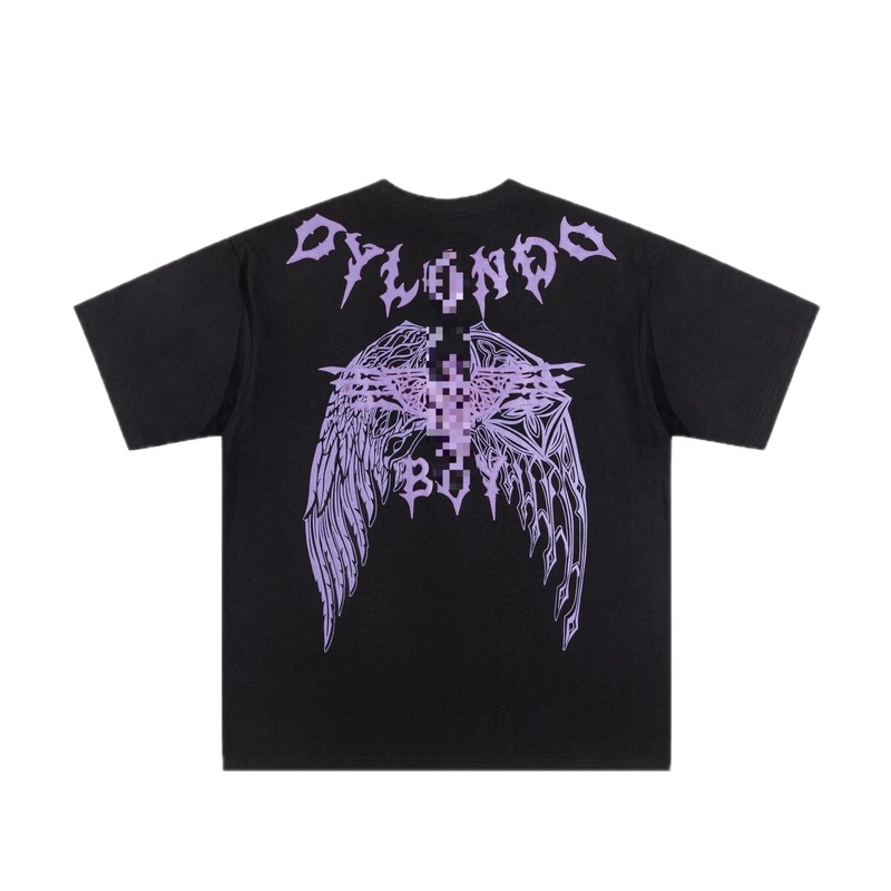 BOY Gothic Wing Print Black Short-sleeve T-shirt