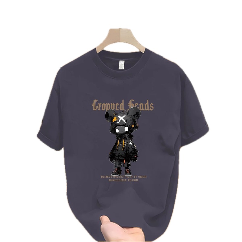 Crowned Heads Mechanical Bear Street Style Charcoal Gray T-Shirt