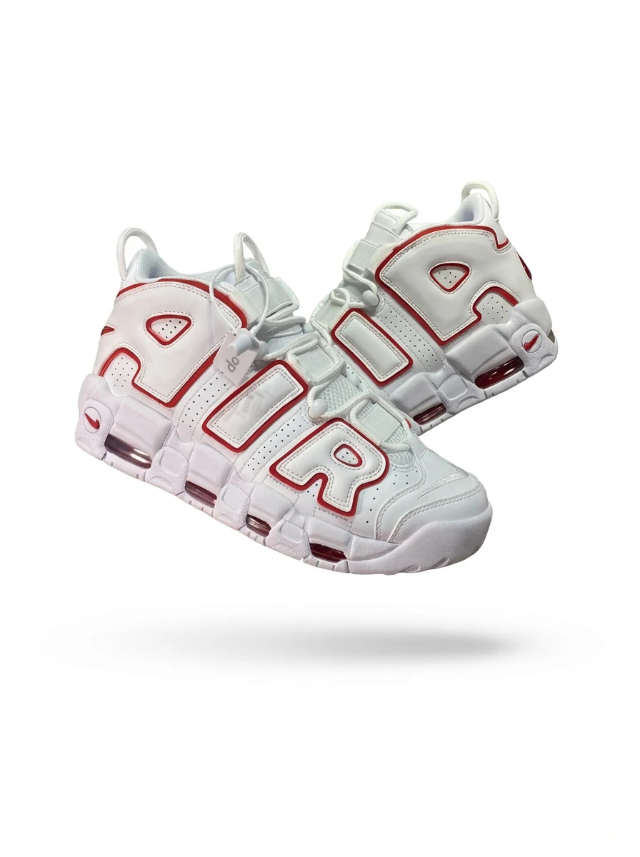 Nike Air More Uptempo Red and White Sneakers