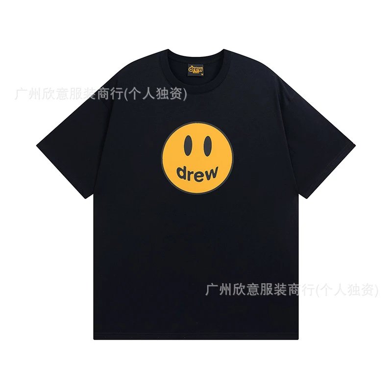 DREW Smiley Street Style Black Short-sleeve T-shirt