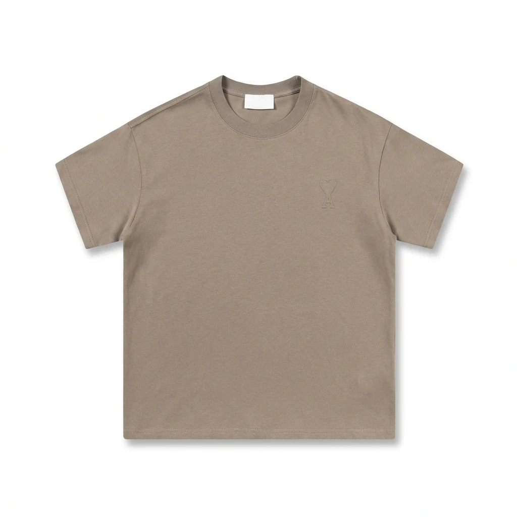 AMI minimalist style khaki T-shirt