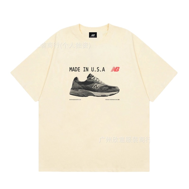 Vintage-style Beige T-Shirt with New Balance Sneaker Print