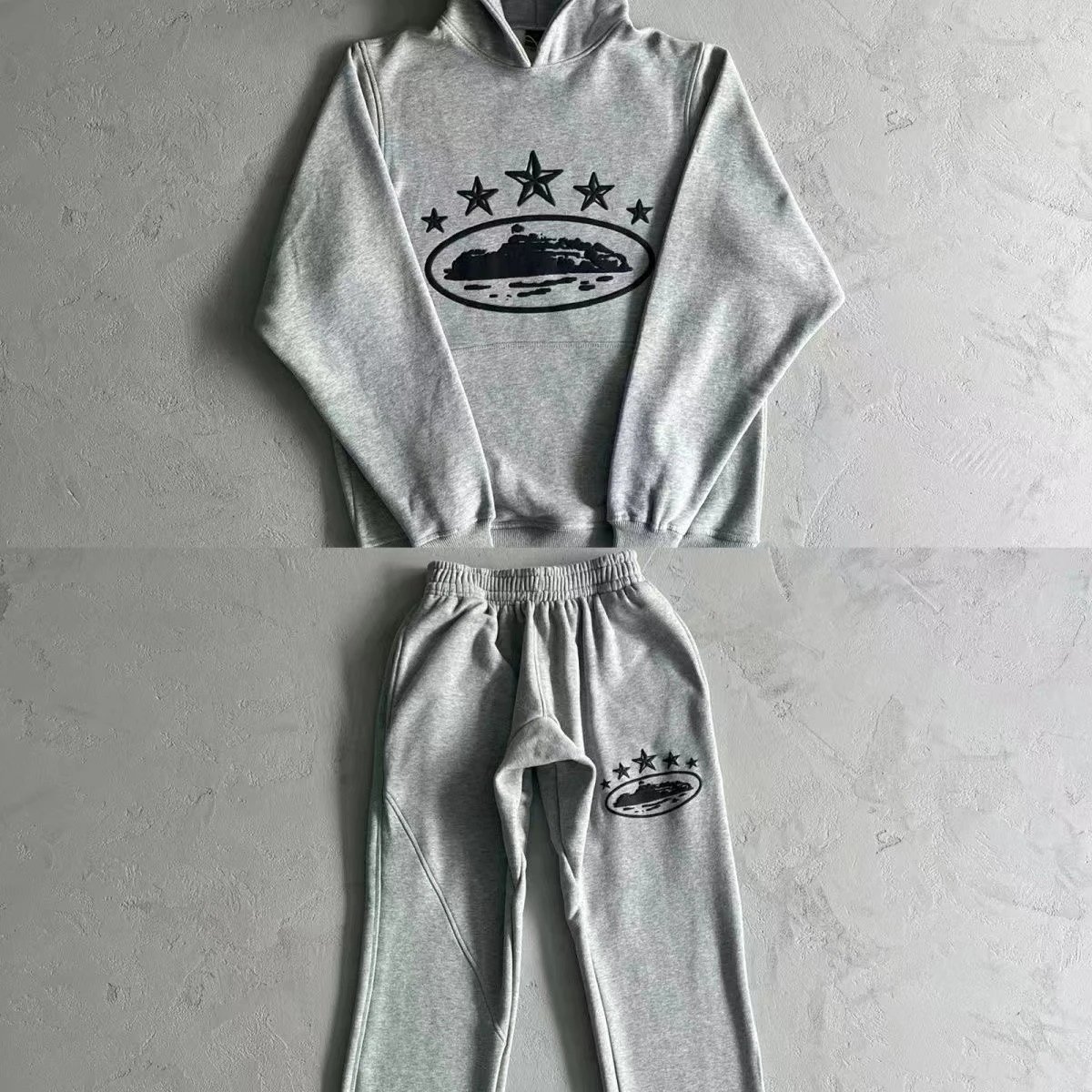 Stussy Matching Set Star-Detail Set Gray Tracksuit Set Resort Wear Logo