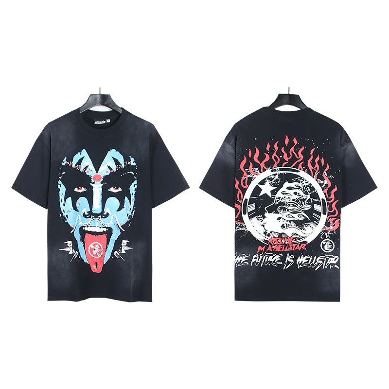 Hellstar Grimace Print Street Style Black Short-sleeve T-shirt