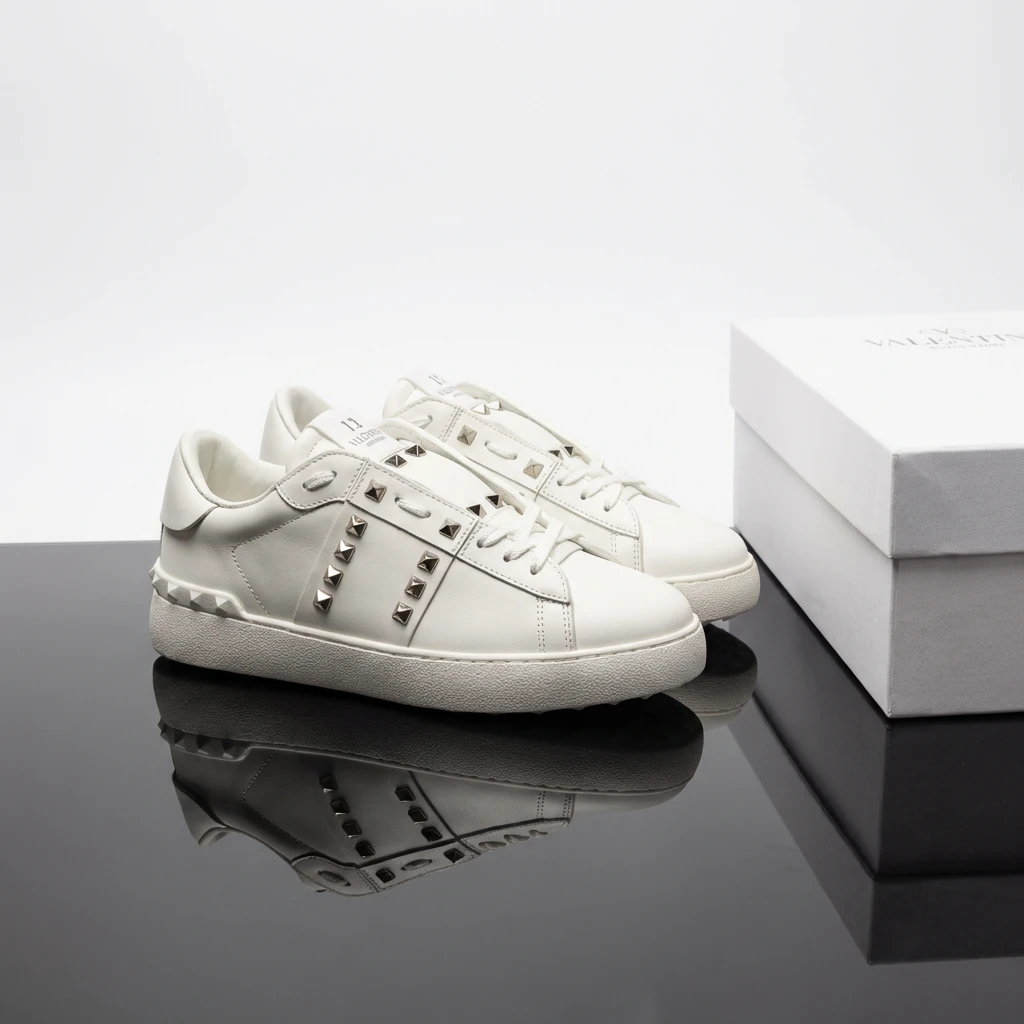 Valentino Rivet Trendy and Cool White Shoes