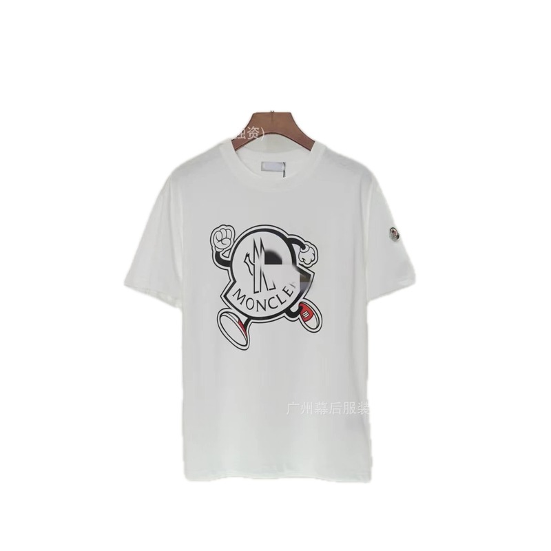 Moncler Cartoon Print Casual Style White T-Shirt
