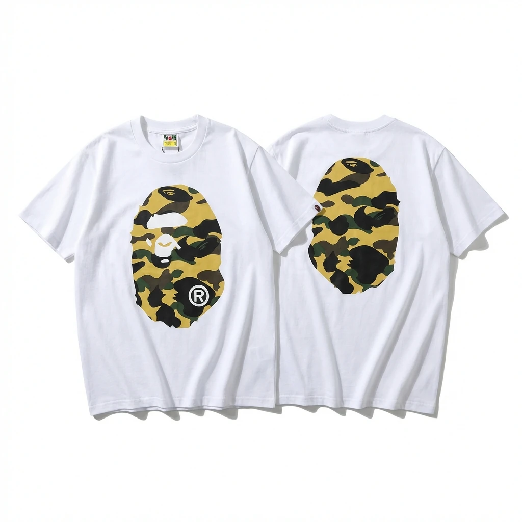 Bape camouflage style white T-shirt