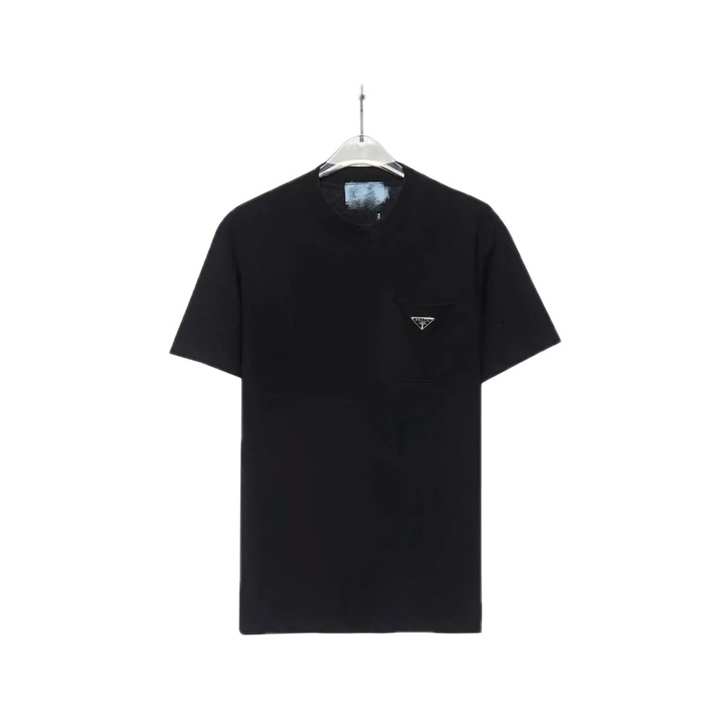 Prada Triangle Logo Minimalist Style Black Short-sleeve T-shirt