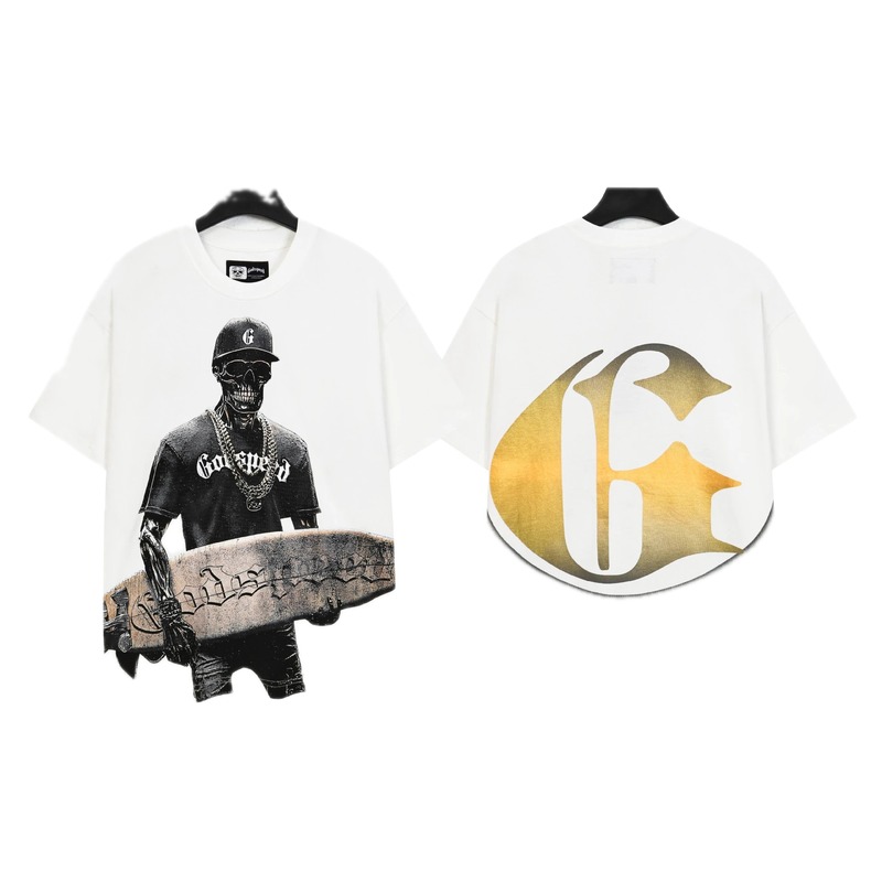 Godspeed Skeleton Print Street Style White T-Shirt