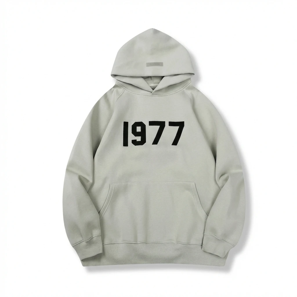 ESSENTIALS 1977 Minimalist Style Light Gray Hoodie