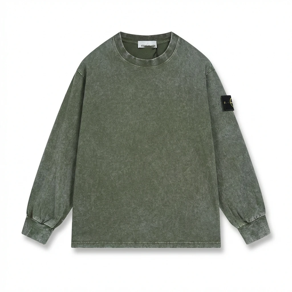 Stone Island retro-style army green sweatshirt