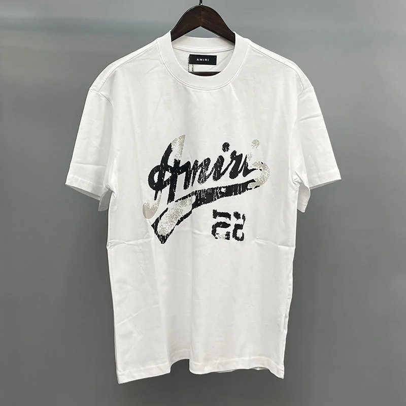 Amiri Black Lettering With Slash Detail White Records Graphic T-Shirt Resort Wear