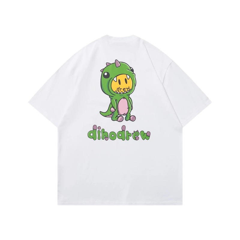DREW Dinosaur Print Street Style White T-Shirt