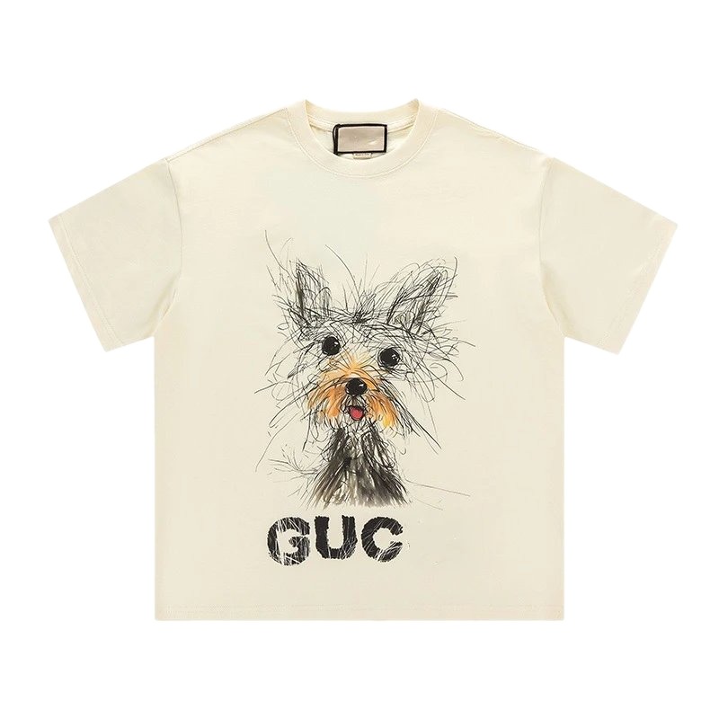 Gucci Puppy Graffiti Casual Style Off-white T-shirt