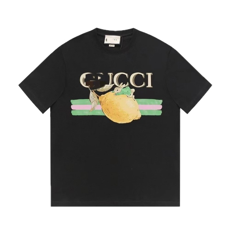 Gucci Lemon Print Casual Style Black T-shirt