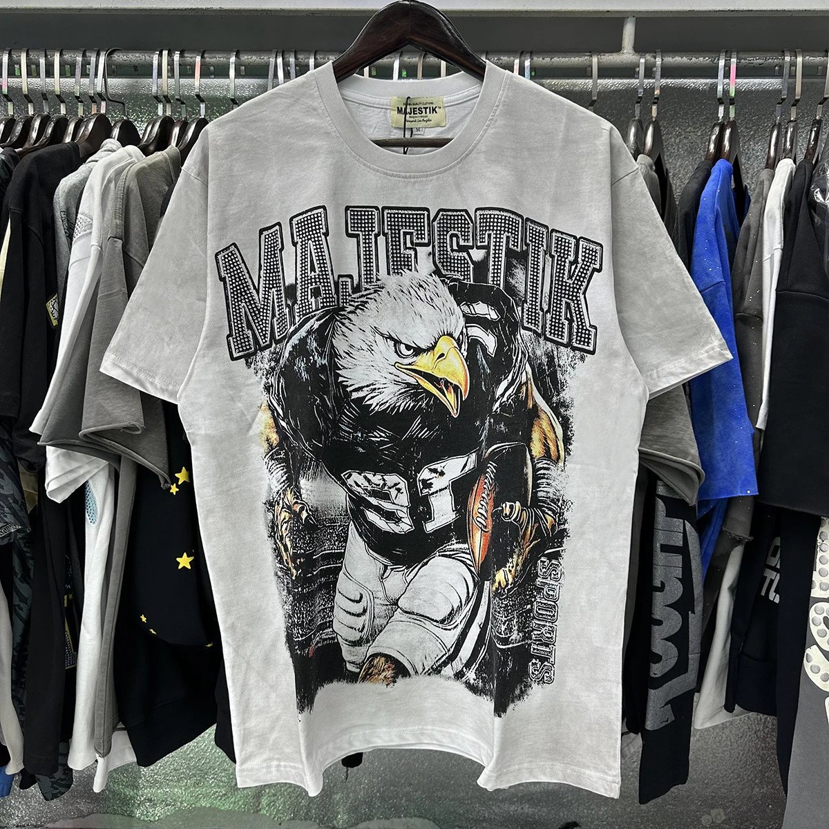 MAJESTIK Rugby Street Style Distressed White T-Shirt