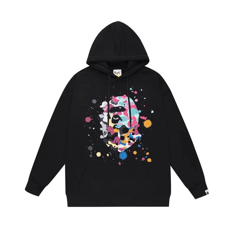 Bape camouflage splatter ink style black hoodie