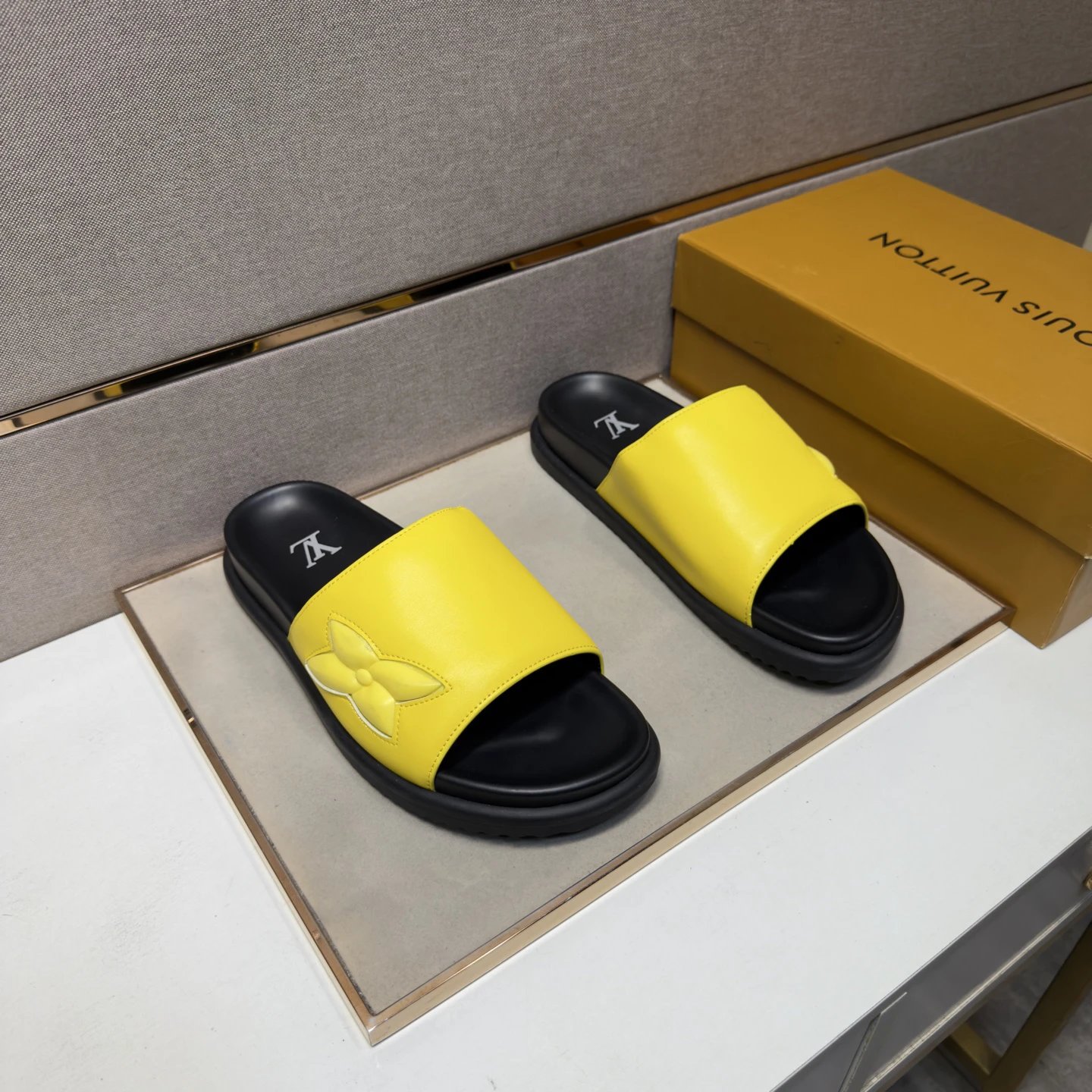 Louis Vuitton Monogram Casual Style Yellow and Black Slides