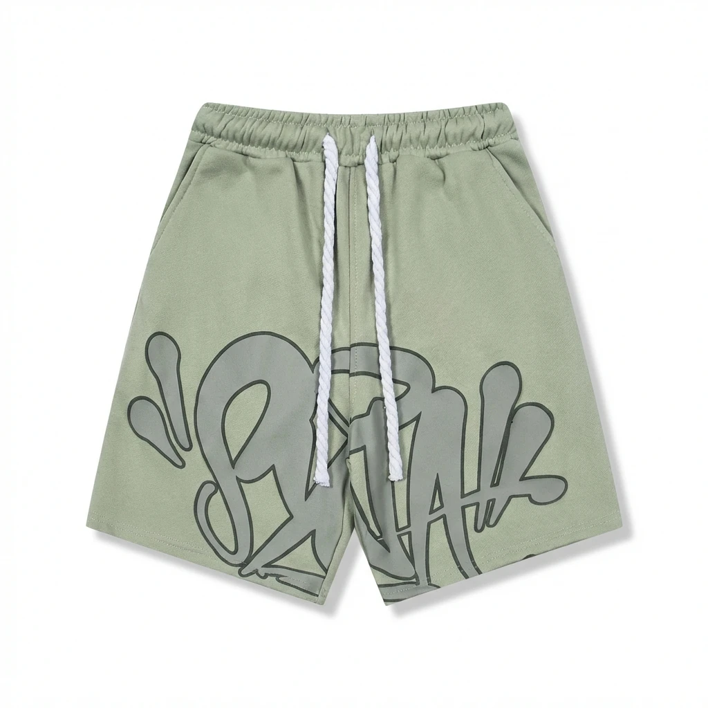 SynaWorld Graffiti Style Ash-Green Shorts