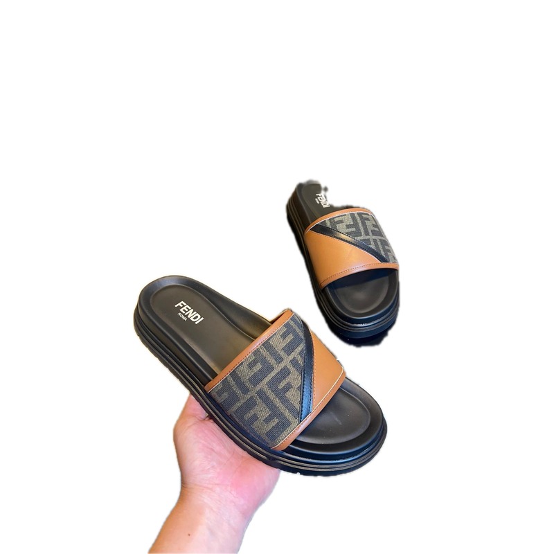 Fendi FF Monogram Vintage Style Color-block Slides
