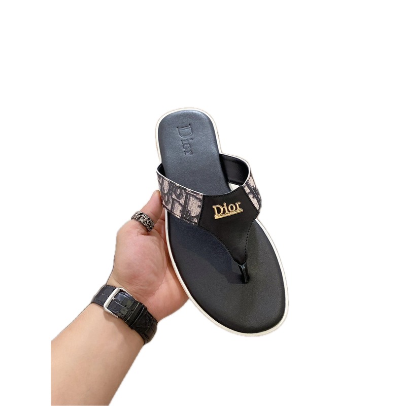 Dior Vintage-style Monogram Black Flip-Flops